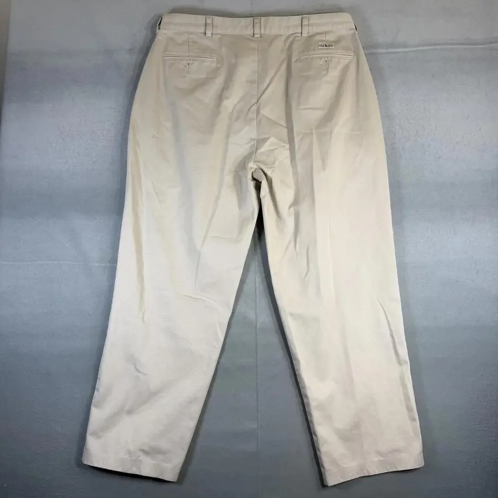 Vintage Polo Ralph Lauren Andrew Pants Mens 38x29 Beige Cream Pleated Chino 90s